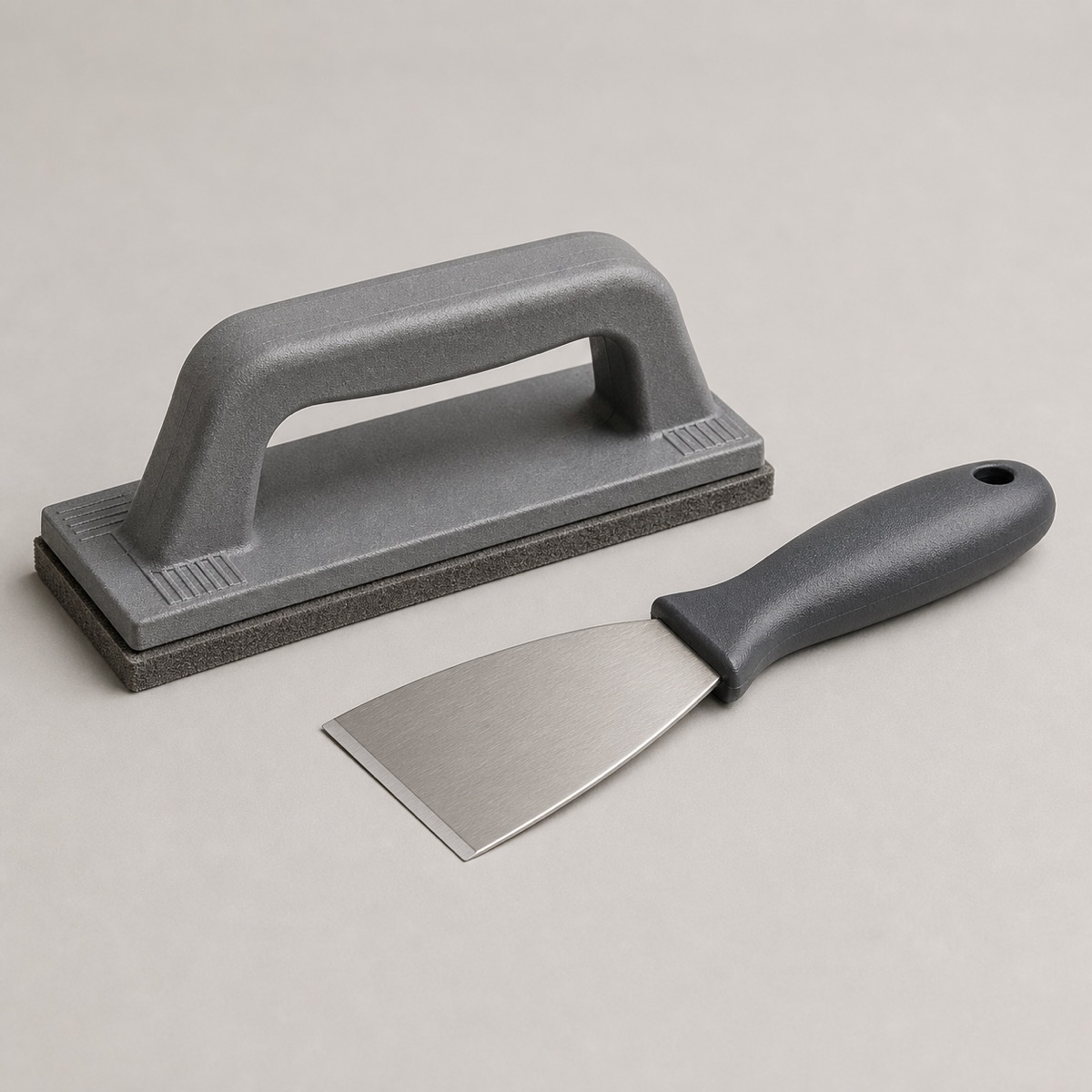 Surface-preparation sanding block and scraper